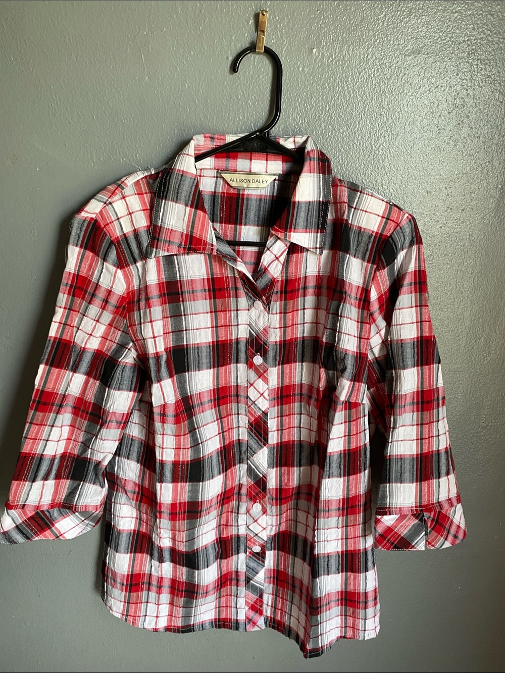 Allison Daley Red Black White Plaid Shirt Jacket